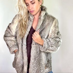 Vintage Grey Rabbit Fur Coat / Jacket Medium